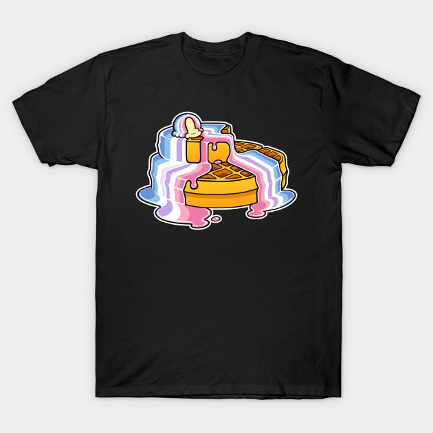 Bigender Pride Waffles LGBT T-Shirt by FlannMoriath